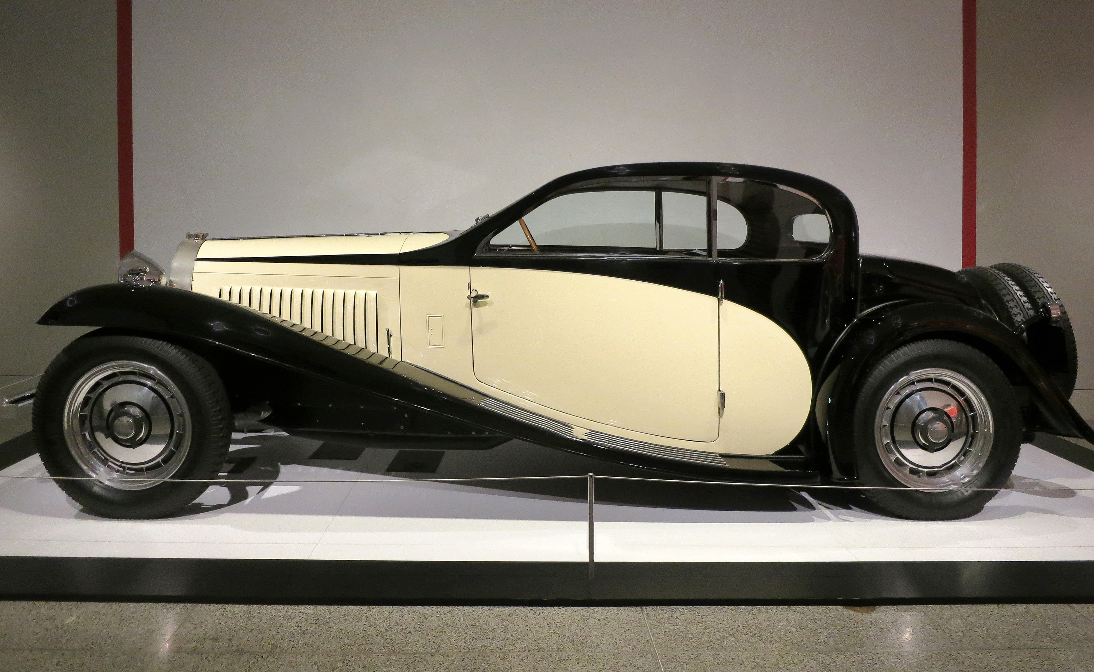 1931 Bugatti Type 46 Gangloff coachbuilt automobile in semi-profile view